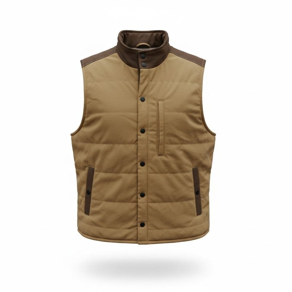Jeremiah Puffer Vest Snap Front Mens Large Quilted Heavy Duty Zip Pockets Defect